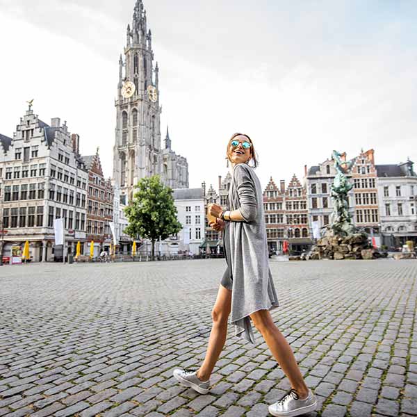 Woman shopping in fashionable Antwerp