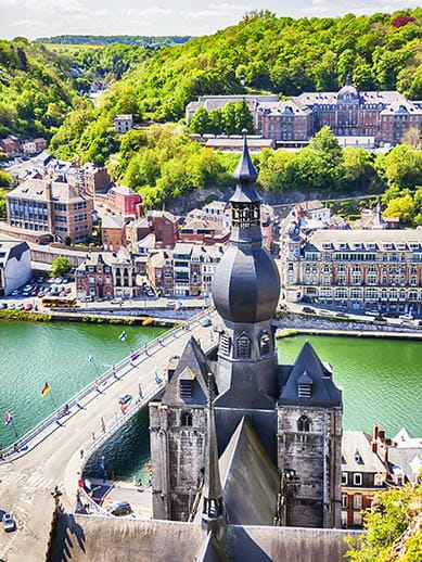 Aerial view of Dinant in Belgium