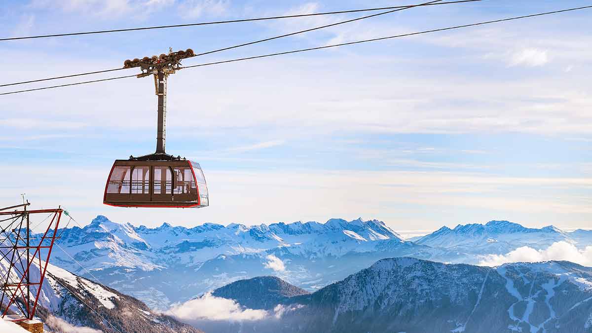 Cable car in the French Alps in Chamonix