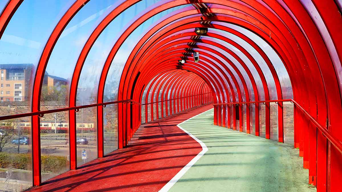 Red bridge in Glasgow