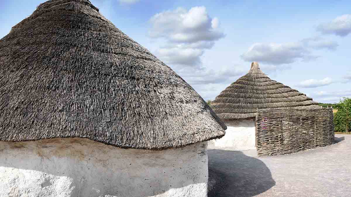 Ancient huts at Stonehenge, Wiltshire