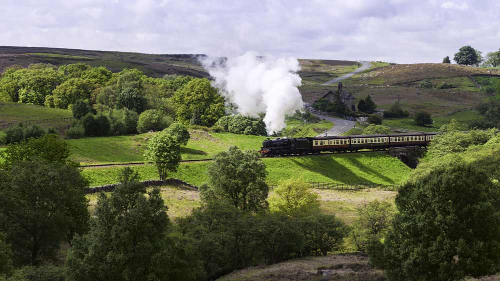 Steam train in Yorkshire, England