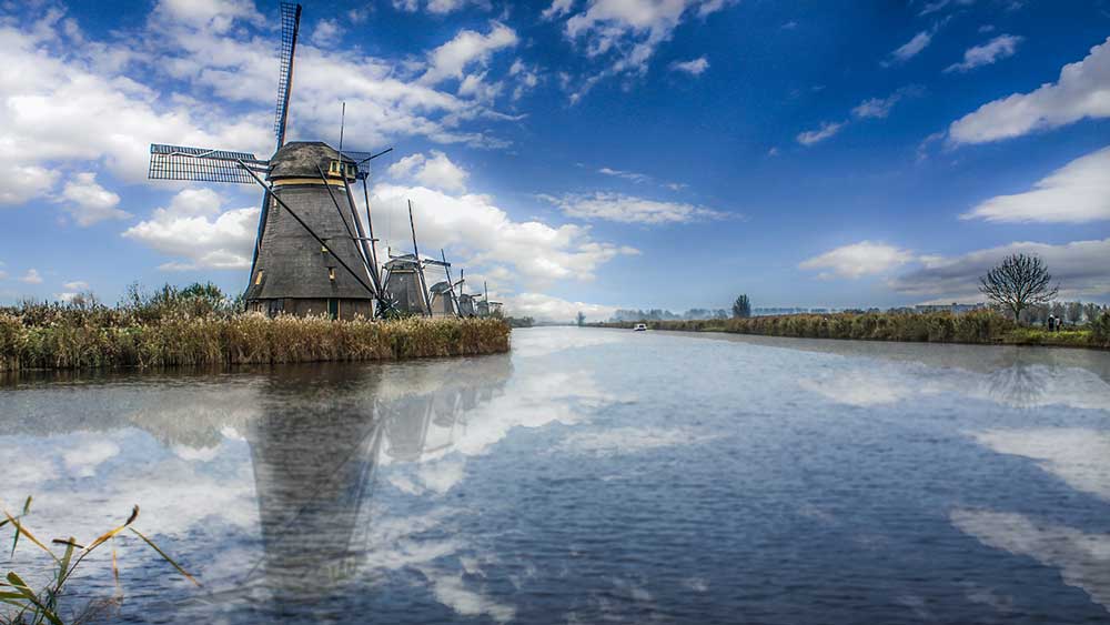 Windmills Kinderdijk in Dordrecht, Netherlands