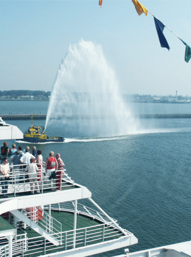 View of the port of Rotterdam from a P&O Mini cruise to Rotterdam