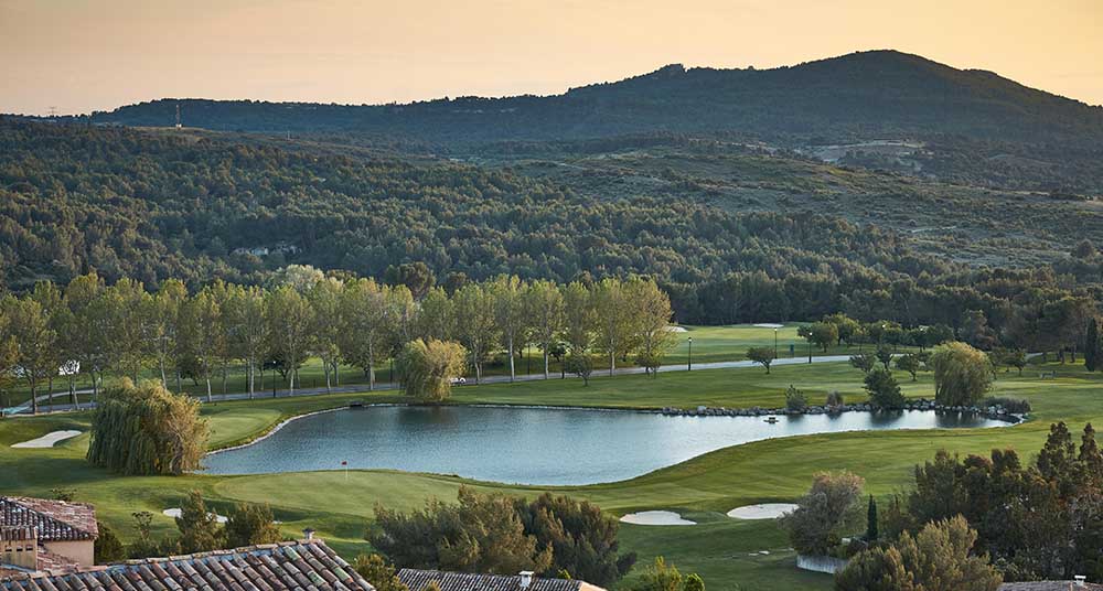 sunset mountain view of Center Parcs in France