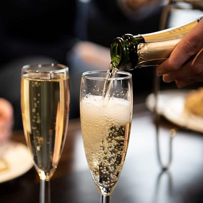 Champagne in the club lounge on a Ferry to France with P&O Ferries