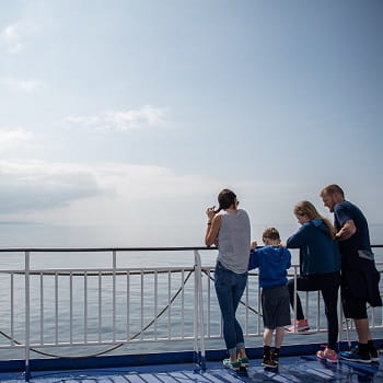 Outside on the deck on a P&O ferry to Ireland from UK
