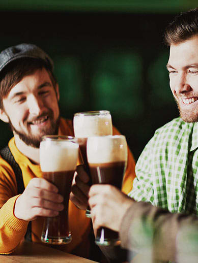 Drinking beer in an Irish bar