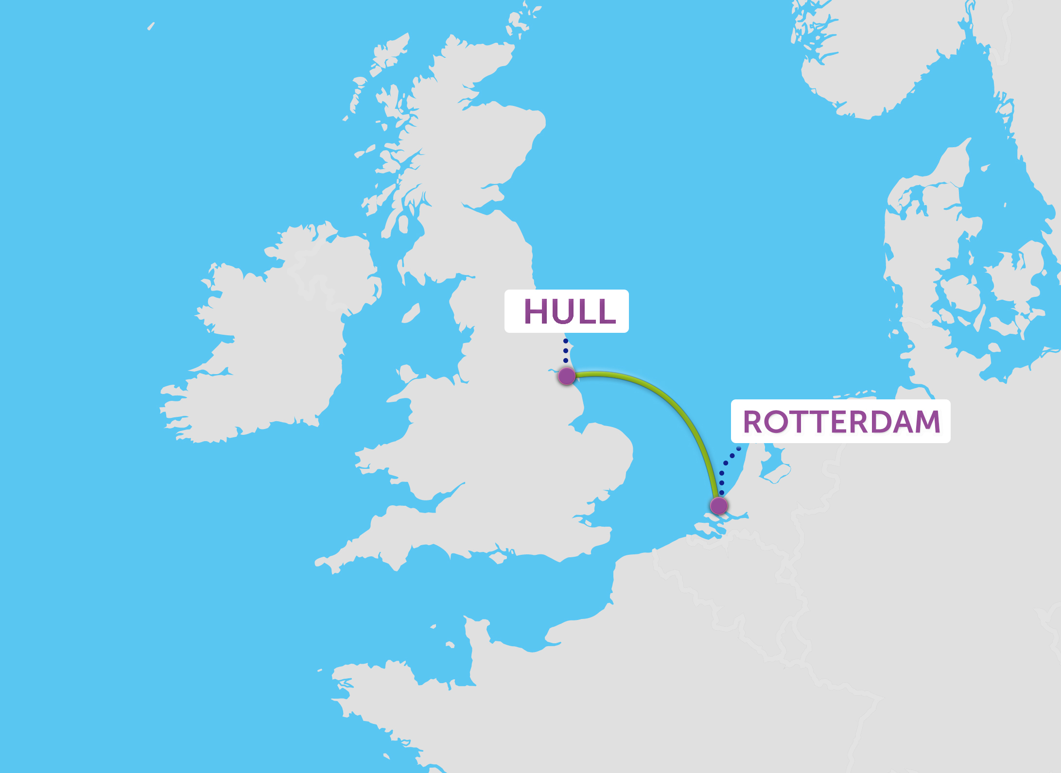 Veerboten tussen Rotterdam en Hull